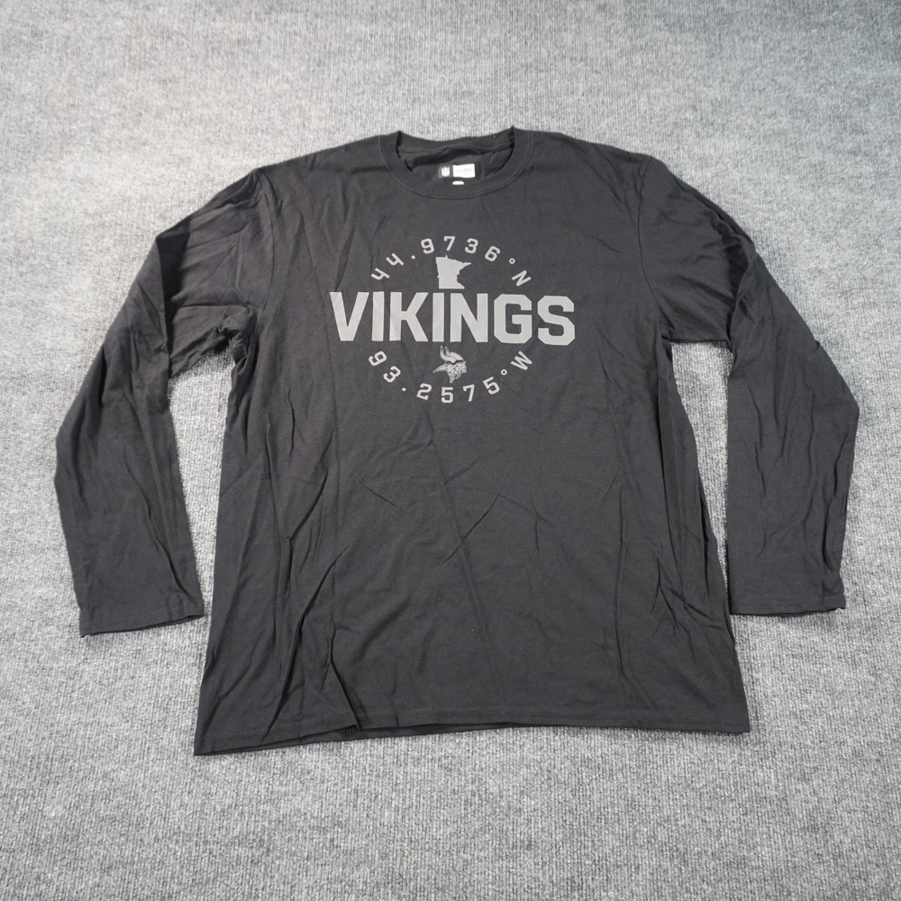 NFL Team Apparel Minnesota Vikings Shirt Mens Large Black Long Sleeve Graphic